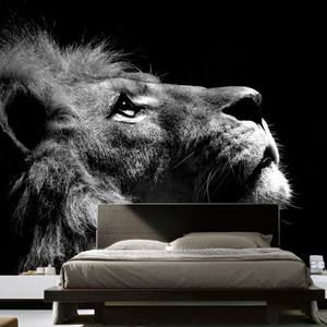 直播3d壁纸动物老虎狮子墙布卧室床头壁布8d北欧客厅电视背景墙纸