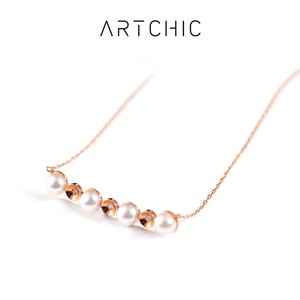 Cheravir 日本轻奢珠宝18k金锁骨链镶嵌珍珠气质项链送女友礼物