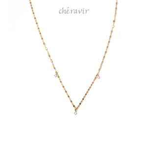 Cheravir 日本轻奢珠宝10k金项链白色蓝宝石镶嵌锁骨链送女友礼物