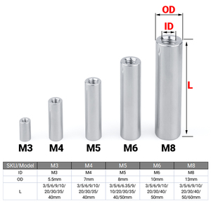 隔离柱圆形螺母M3M4M5M6M8铝柱3D打印机配件铝柱加长内螺纹间隔柱