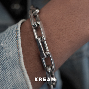 KREAM 方形锁链嘻哈手链男 银/黑/玫瑰金/七彩色手链 欧美流行ins