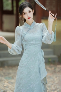 中国风旗袍改良中式吊带连衣裙两件套女2024春秋新款汉服仙气套装