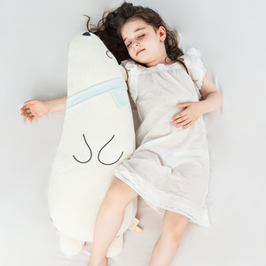 纯棉北极熊抱枕婴儿安抚玩偶布娃娃女孩睡觉专用长条枕头可拆洗