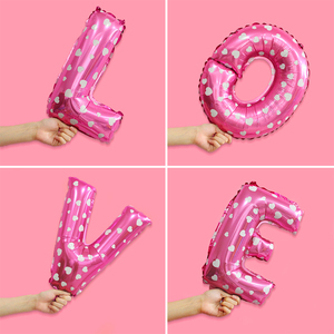 粉色26个英文字母气球铝膜气球生日派对布置装饰求婚告白七夕气球