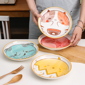 日式创意家用陶瓷盘子碗餐具套装可爱菜盘网红吃饭碗汤盘碟子组合