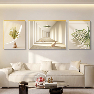 北欧现代客厅装饰画空间延伸感抽象三联画简约清新沙发背景墙挂画
