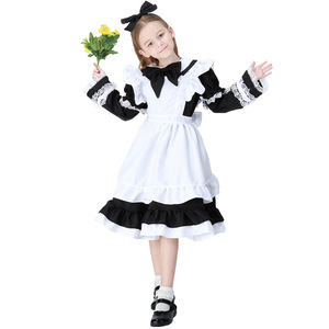 六一节儿童女童爱丽丝女仆装万圣节服装幼儿园演出服长袖短袖