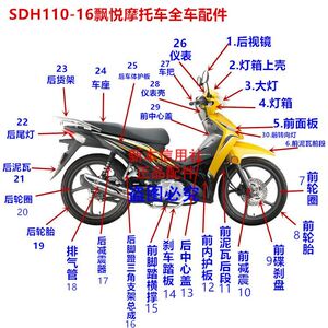 新大洲本田飘悦110摩托外壳SDH110-16-16A转向前壳大灯壳灯箱头罩