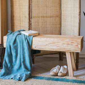 掬涵实木原木长凳板凳餐椅松木乌金木设计师家具原色北欧艺术