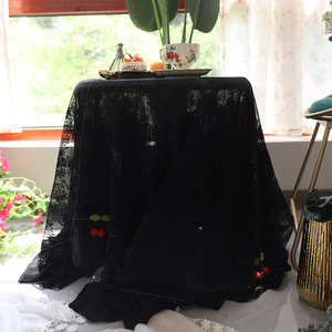 黑色蕾丝超仙桌布台布茶几布家用餐桌纱拍照背景布生日布置材料