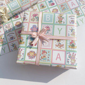 大龄萝莉原创绿色可爱春日赞歌昭和风生日小礼物儿童节包装纸礼品