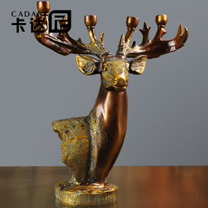 客厅树脂摆件现代简约办公桌鹿头鹿雕塑家居欧式电视柜装饰品摆设