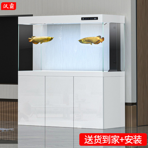 汉霸超白玻璃鱼缸客厅家用大型龙鱼缸屏风底过滤金鱼缸套餐2024款