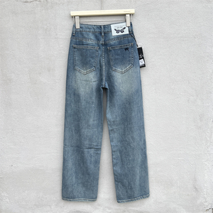 酷希莱6960 欧货蝴蝶直筒牛仔裤女jeans夏季2024年新款窄版阔腿裤