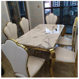 餐桌轻奢简约欧美式高端理石皮面长方形桌子家用小户型饭桌椅组合