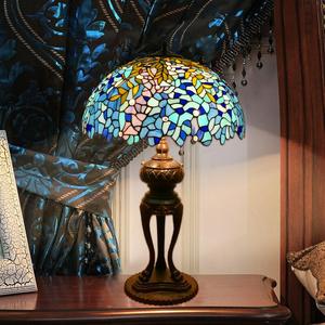 欧式卧室书房蒂凡尼大号灯客厅别墅台灯地中海古董收藏玻璃灯具