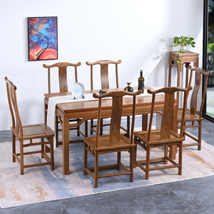 红木餐台鸡翅木餐桌椅组合实木餐桌中式仿古长方形餐饭桌原木餐桌