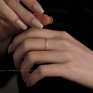 不掉色极简线圈 925纯银戒指女精致极简光面素圈小众设计超细指环