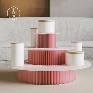 十八纸置物架展示台甜品桌面可折叠小摆台点心托盘简约高级蛋糕架