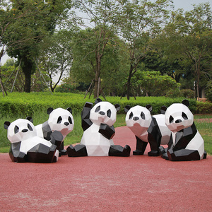 户外玻璃钢几何熊猫雕塑售楼处小区草坪装饰小品园林景观动物摆件