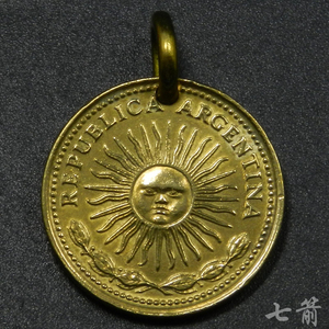 阿根廷五月的太阳硬币吊坠情侣原创个性幸运项链养牛复古钥匙饰品