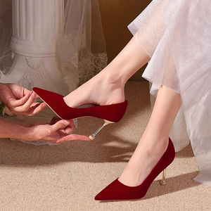 2024年新款春季婚鞋女红色高跟鞋新娘结婚鞋秀禾婚纱两穿敬酒单鞋