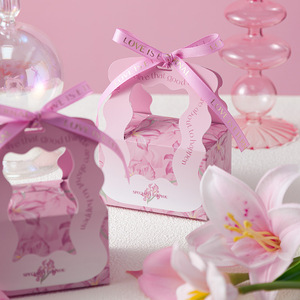 新款结婚高级感喜糖盒创意花卉樱花手提式婚礼糖果盒空盒桌糖礼盒
