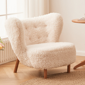 懒人沙发椅羊羔绒白色ins风网红款阳台休闲长毛椅北欧卧室单人椅