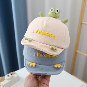 婴儿帽子春秋薄款女宝宝男婴幼儿可爱韩版冬季加厚鸭舌帽青蛙童帽