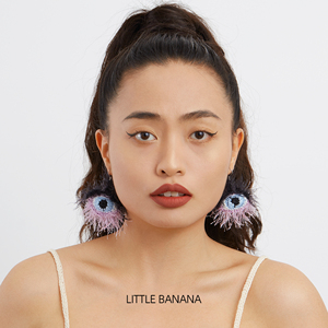 小黄香蕉原创个性耳环少女古怪可爱夸张紫色耳饰独特设计小众耳夹