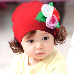 婴儿帽子夏季薄款韩版可爱女宝宝0-1岁公主假发帽春秋纯棉套头帽