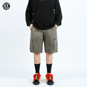 夏季STC 黑色 灰绿色 风格滑手工装短裤五分裤运动男女宽松滑板裤