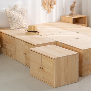 定制飘窗储物柜拼接床箱实木箱子长方形收纳箱榻榻米木箱拼床加宽