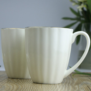 锦牌品味水杯欧式马克杯骨瓷简约轻奢金边咖啡杯家用早餐杯牛奶杯
