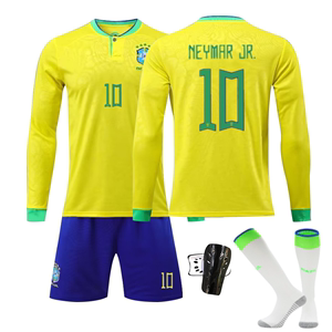 22-23赛季巴西主场10号内马尔球衣成人儿童长袖训练服足球服套装