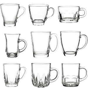 6只包邮丽尊正品无铅玻璃带把水杯茶饮热饮果汁杯玻璃茶碗