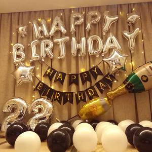生日快乐派对男孩女孩场景布置用品背景墙气球18岁氛围感道具装饰