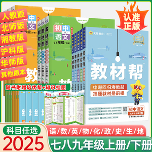 2025初中教材帮七年级八九年级下册上册化学语文数学英语物理政治历史生物地理人教版北师大沪科初 一三二中学教材解读全解教辅书