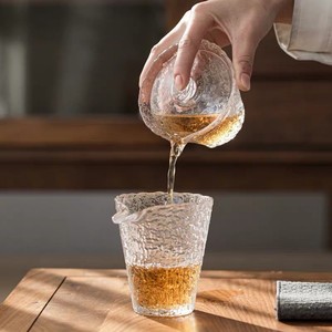 点屋日式经典玻璃锤纹公杯 耐热玻璃手工公道杯 茶具分茶器茶海