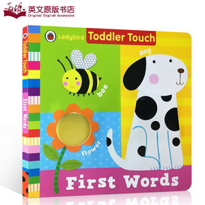 英文原版Ladybird Toddler Touch: First Words 大开本纸板触摸翻翻概念书 儿童启蒙单词认知彩色绘本图画书 小瓢虫出版社句型简单