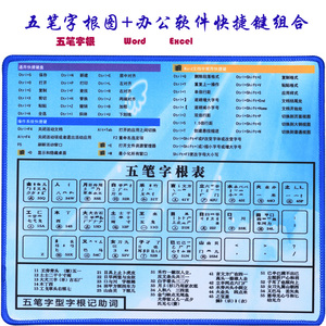 五笔练字神器 五笔字根表+办公软件快捷键鼠标垫新手速成电脑桌垫