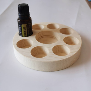 精油收纳盒护肤品展示架木质摆台圆形一层9格分装瓶整理底座新品