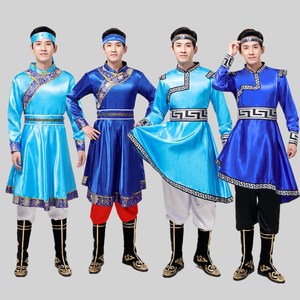 蒙古服装男蒙族舞蹈演出服少数民族内蒙古草原舞现代成人藏族服饰