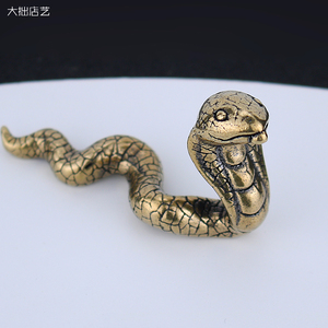 实心纯铜十二生肖蛇摆件桌面装饰铜器古玩创意黄铜小蛇茶宠工艺品