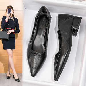 公务员面试女鞋三厘米浅口黑色通勤上班搭配正装职业鞋不累脚高跟