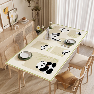 熊猫餐桌垫长方形隔热桌面保护垫桌布免洗防水防油桌垫茶几pvc垫
