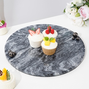 欧式大理石高端托盘轻奢圆形蛋糕点心展示架高级高档盘子装饰摆件
