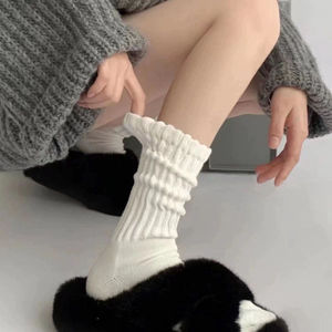 墩墩袜黑色袜推推袜女冬嘟嘟袜丢丢袜堆堆袜美式套脚中筒连腿袜。