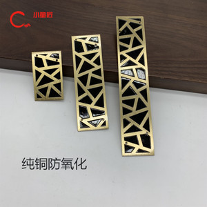 新中式纯铜长条刻花装饰条铜护角五金配件仿古家具门板压边条包角