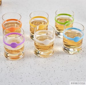 日本KM彩色硅胶玻璃杯标识圈杯子识别圈区别器酒杯辨识环辨别标志